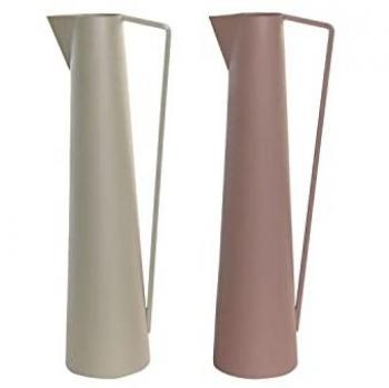 Jarrón DKD Home Decor 15 x 11 x 45 cm Beige Rosa Hierro (2 Unidades)