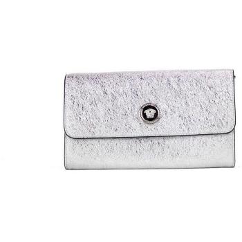 Versace Small Metallic Silver Lamb Leather Medusa Clutch Crossbody Wallet Bag