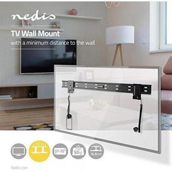 NEDIS Soporte TV Fijo de Pared Soporte TV Fijo de Pared | 37-70 | Peso máximo de Pantalla Compatible: 50 kg | Mínima Distancia de la Pared: 14.5 mm | Acero | Negro Negro