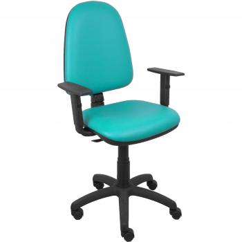 Silla de Oficina Ergonómica con Brazos Regulables y Respaldo Tapizado en Similpiel Turquesa