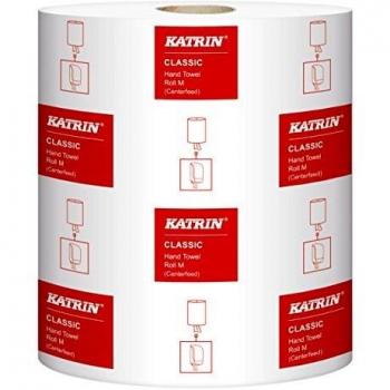 Rollo de toalla de papel Katrin Centerfeed M 1 capa blanco 300m x 20,5cm - Paquete de 6 rollos