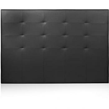 Cabecero Delion Negro 160 cm, Acabado en Símil Piel, Medidas: 160 cm (Ancho) x 110 cm (Alto) x 8 cm (Fondo)