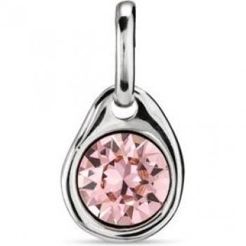 UNO de 50 Silver-Plated Metal Charm with Pink Crystal - Rose Faceted Collection