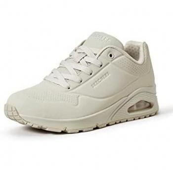 Skechers Women's Uno Stand On Air Casual Sneakers - White/Beige, Lightweight with Cushioned Insole