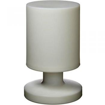 Lámpara de mesa LED recargable Lora IP44 blanca, 1,5W 90lm 3000K, altura 20,5 cm diámetro 13 cm