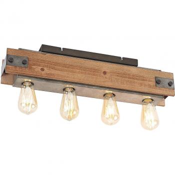 Lámpara de techo Nilaska (Vintage) en Negro, hecho de Metal y madera, para Salón & Comedor, 4 llamas, E27