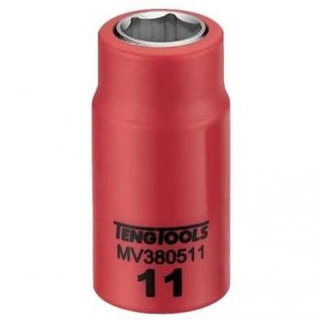 Vaso aislado Teng Tools MV380511 - 3/8' 11MM, métrico, 6 puntos, 1000 voltios, enchufe aislado poco profundo, herramienta de electricistas