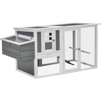PawHut Gallinero de Madera Jaula para 2-3 Gallinas con Caja Nido Corral de Alambre Bandeja Extraíble y Rampa 162x76,5x79,5 cm