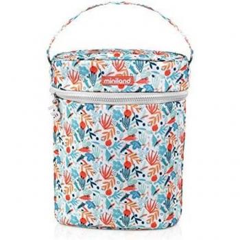 Miniland Thermibag Double - Funda Isotérmica Doble Para Biberón Y Termo, Bolsa Para Biberones Y Termos, Portabiberones Térmico, Colección, Mediterranean