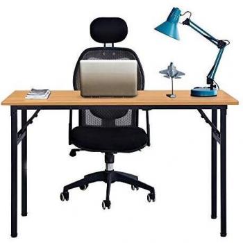 sogesfurniture Mesa Escritorio Plegable, 120x60 cm Mesa de Ordenador Escritorio de Oficina Mesa de Estudio Mesa de Comedor Plegable para Hogar Oficina, Picnic, Teca & Negro AC5TB-120-SF