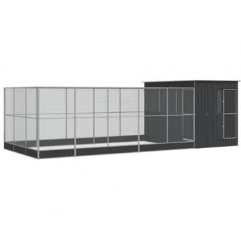 Pajarera con Extensión de Acero Plateado 704x303x216 cm, Jaula Grande para Pájaros, Casa para Pájaros, Jaula para Periquitos