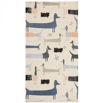 Alfombra Infantil de Algodón Multicolor con Motivo de Perros 80 x 150 cm Tejida a Mano para Juego