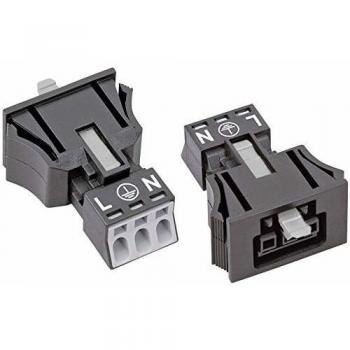 Conector hembra WAGO WINSTA MINI 2 + PE 16 A Negro, encaje a presión