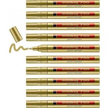 Edding 750-053 - Marcador de tinta opaca, 10 unidades, color dorado
