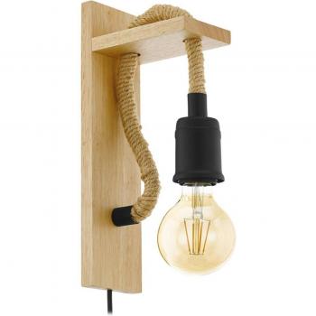 Aplique de Pared Eglo Rampside Negro y Cuerda 1xE27