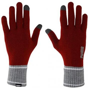 Puma Knit Winter Gloves - Intense Red/Gray Heather, Size S