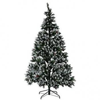 Árbol de Navidad DKD Home Decor Blanco Rojo Verde PVC Piñas Nevado 125 x 125 x 210 cm