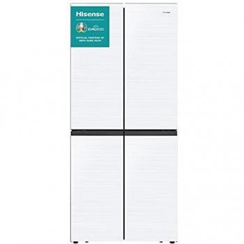 Hisense RQ563N4GW1 - Frigorífico Americano 4 puertas de Cristal, Total No Frost, Capacidad Neta 467 L, 1.81 Metros Alto, Blanco, Multi Air Flow, Cajón con control de Humedad, Silencioso