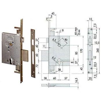 Cisa 56255.60.0 - Embutir 60mm. pic+pal 4v 3ptos cilindro sin varillas