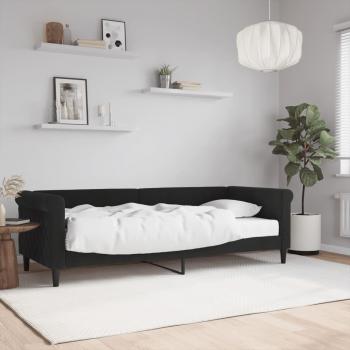 Sofá cama con colchón de terciopelo negro 80x200 cm