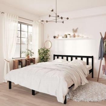 Cama de madera maciza de pino negro 140x200 cm