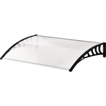 Outsunny Marquesina para Puertas y Ventanas Tejadillo de Protección contra Sol y Lluvia con Paneles de Policarbonato Transparente y Estructura de Aleación de Aluminio 120x90x25