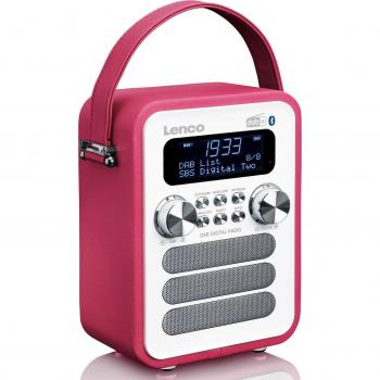 Radio DAB+/ FM con Bluetooth PDR-051PKWH Blanco-Rosa, Lenco PDR-051PKWH Radio Fm DAB + Bluetooth con Batería Recargable Rosa