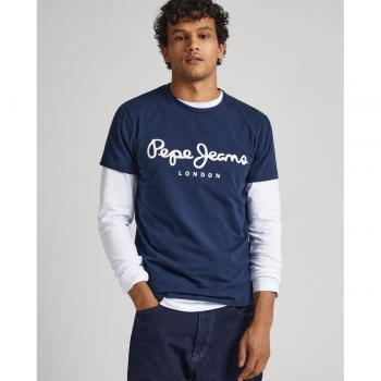 Camiseta Pepe Jeans Original Stretch para Hombre - Manga Corta - Color Azul Marino - Tejido Suave - Logo Serigrafiado