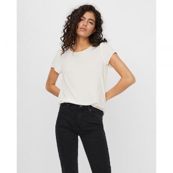 Vero Moda Women's Short Sleeve Plain T-Shirt Becca in Snow White