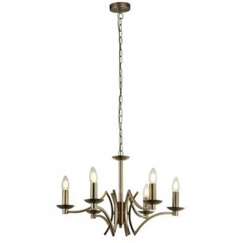 Lámpara colgante industrial Ascot de 6 luces E14 en latón antiguo