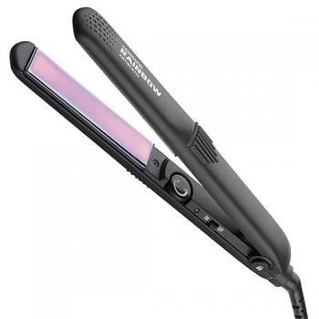 GAMMA + PLANCHA RAINBOW NEGRA PROFESIONAL - Plancha de cabello profesional, color negra, tecnología avanzada para alisar el cabello, placas de cerámica, ajuste de temperatura, diseño ergonómico