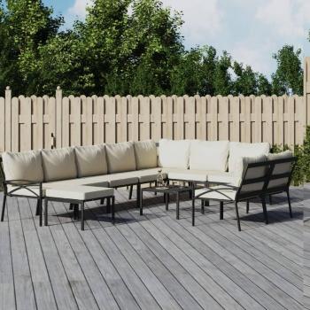 vidaXL 11-Piece Steel Garden Lounge Set with Sand Cushions