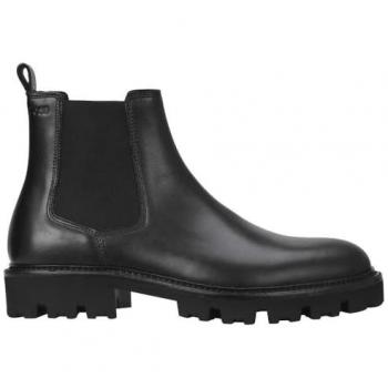 BOSS Julyo Classic Leather Chelsea Boots for Men, Black, Size 42