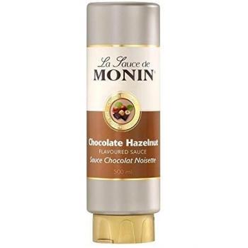Monin Chocolate Hazelnut Flavoured Sauce 500ml - Rich, Smooth Sauce for Desserts and Hot Drinks
