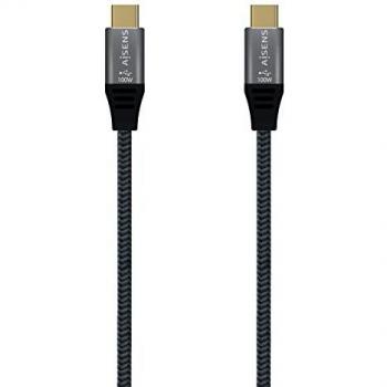 AISENS Cable USB 2.0 Aluminio 5A 100W E-MARK - USB-C/M-USB-C/M - 1.0M - Color Gris