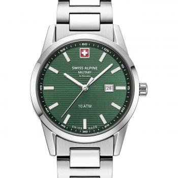 Reloj de Mujer Swiss Alpine Military Argos 34mm Plata y Verde 10ATM