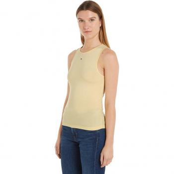 Camiseta Tommy Jeans Slim Fruncida Amarilla Mujer DW0DW17893ZHO Amarillo