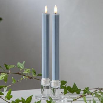 Vela LED Flamme Stripe Azul 25 cm, Set de 2, Cera con Batería