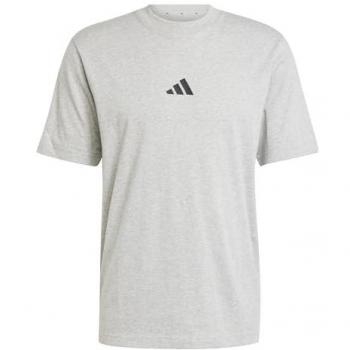 Camiseta de Algodón con Logo Pequeño Adidas Essentials Gris Medio para Hombre