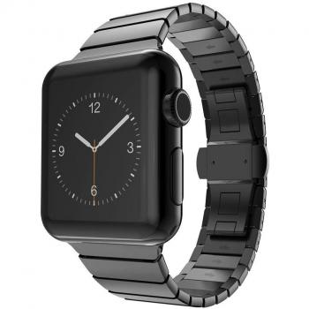 MroTech Correa Reemplazable para Apple Watch 42mm y 44mm Series 1 2 3 4, Acero Inoxidable, Negro