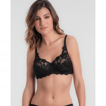 Sujetador sin aros Playtex Essential Elegance 8GE con encaje floral en color negro, talla 90C
