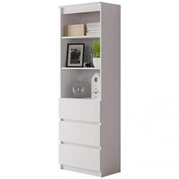 Estantería Comfivo 184, Blanco, Aglomerado Laminado, 3 Cajones, 180x60x35cm