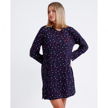 ADMAS Camisón de Mujer Manga Larga Azul Marino