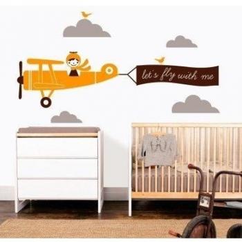 MYVINILO - Vinilo decorativo infantil - Let's fly / naranja claro / marrón / ...