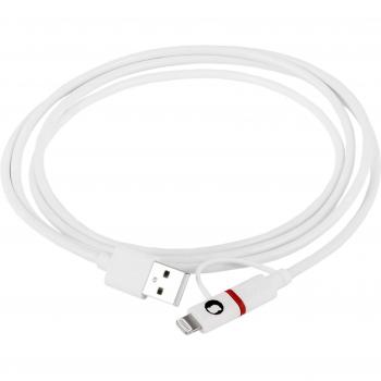 Silver HT - Cable Combo Micro USB + Lightning de 1.5 Metros Blanco