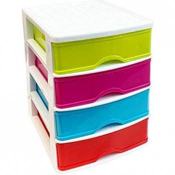 Cajoneras de plástico 4 cajones Multicolor 23 x 17.5 x 21.5 cm