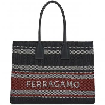 Salvatore Ferragamo Women's Interwoven Stripe Pattern Large Tote Bag in Multicolor | Size ONE SIZE | 214955