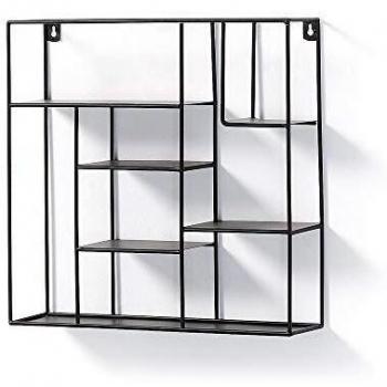 Kave Home - Estantería de Pared Nils Cuadrada 37 x 37,5 cm con 5 estantes de Acero en Negro
