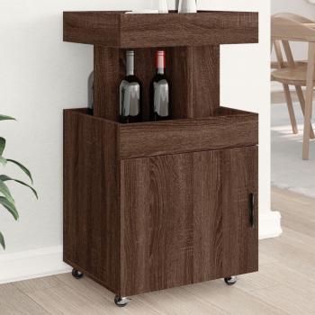 Carrito de bar de madera de ingeniería marrón roble 50x41x89 cm