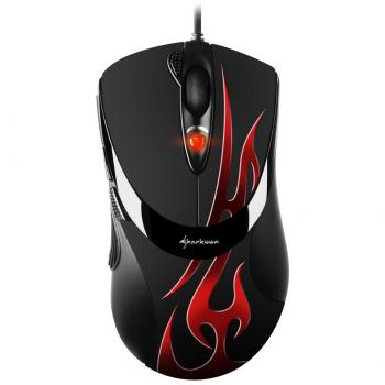 Sharkoon FireGlider - Ratón con USB y 7 botones, color negro negro/rojo